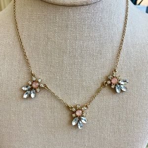 Vintage women’s Liz Claiborne 3 pendant rhinestone pink clear necklace classic